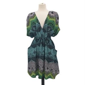 Mara Hoffman Deep V Cut Printed Short Sleeve Dress